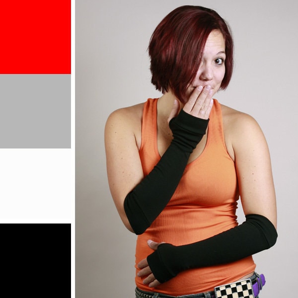 Ellenbogenlange Armstulpen Lange Baumwolle Schwarze Fingerlose Handschuhe Rote Graue Sonnenschutz Uv - Trixy Xchange von TrixyXchangeDotCom