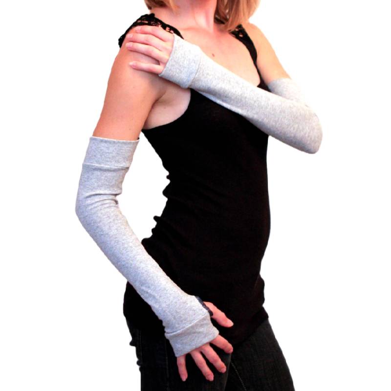 Graue Baumwolle Armstulpen Ellenbogen Länge Handschuhe Lange Schwarze Fibromyalgie Kleidung Narbe Arm Bedeckt Trixy Xchange von TrixyXchangeDotCom