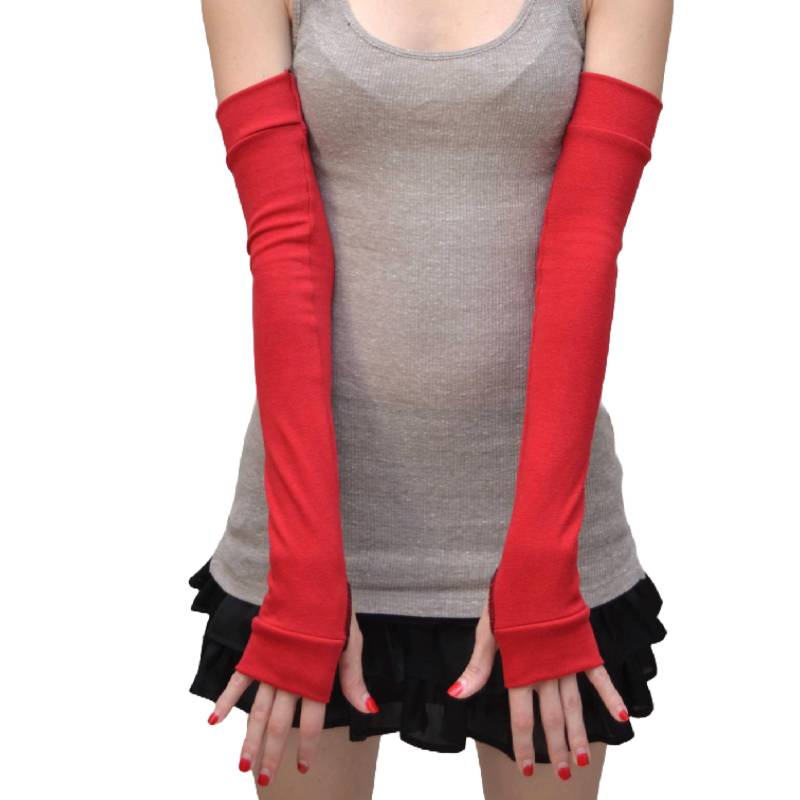 Lange Rote Armstulpen Warme Winter Handschuhe von TrixyXchangeDotCom