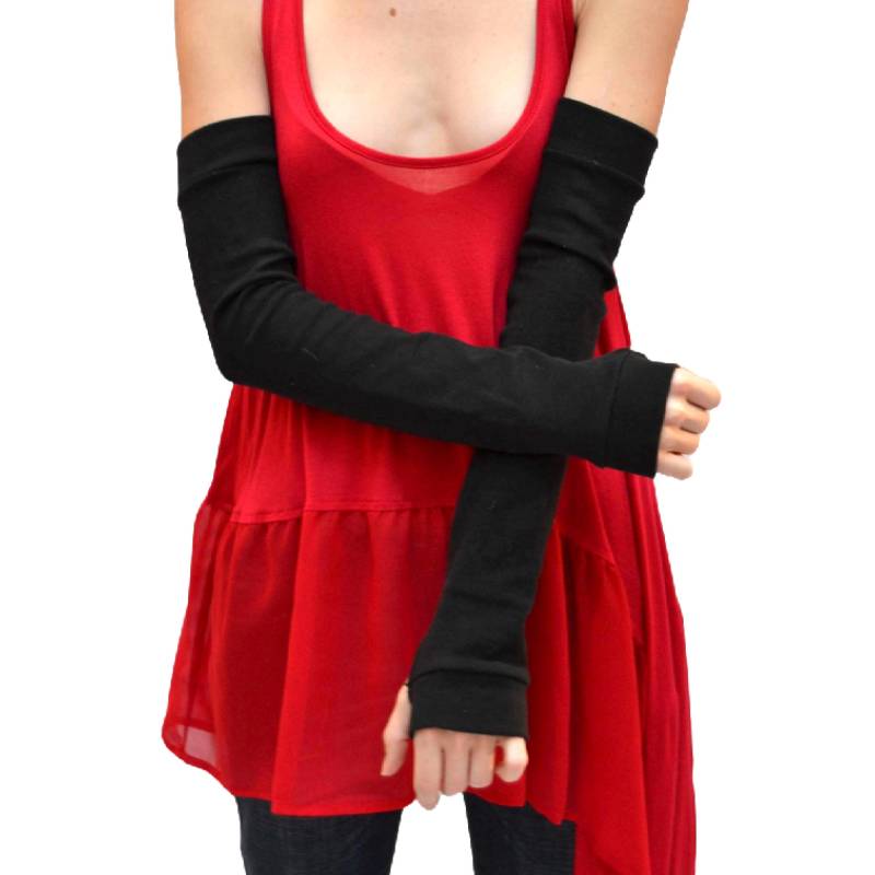 Lange Schwarze Armstulpen Stulpen Extra Lange Baumwoll-Armstulpen Warme Baumwolle Treibende Ärmel - Trixy Xchange von TrixyXchangeDotCom