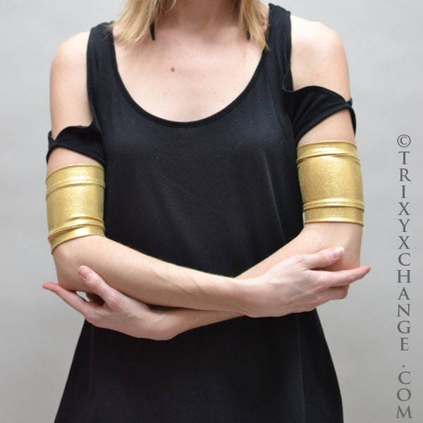 Metallic Kostüm Armmanschetten Silber Dehnbar Armbänder Damen Gold Bizeps Manschetten Herren Schwarz Oberarm Abdeckung Uv Pink Arm Wraps - Trixy von TrixyXchangeDotCom