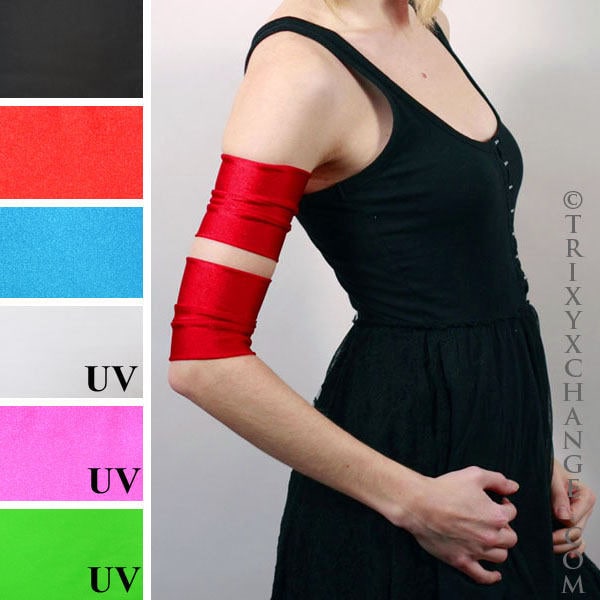 Rote Arm Bands Armmanschetten Spandex Bindebänder Dehnbar Abdeckungen Roller Derby Kleidung Cosplay Kostüm Superhelden - Trixy Xchange von TrixyXchangeDotCom