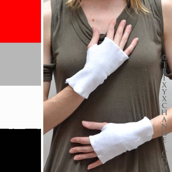 Weiße Baumwolle Fingerlose Handschuhe Kellnerin Hand Covers Servier Armstulpen Graue Stulpen Damen Herren Handmanschetten Rot Grau Schwarz - Trixy von TrixyXchangeDotCom
