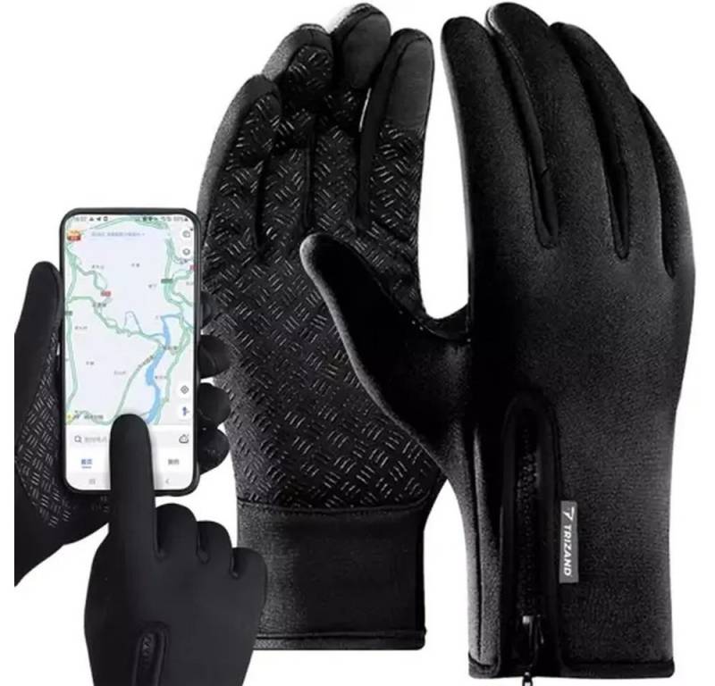 Trizand Fahrradhandschuhe Touch-Handschuhe Motorradhandschuhe (Spar-Set, 2-St., winddicht, wasserdicht) Spezielles System an Daumen, Zeige- und Mittelfinger von Trizand