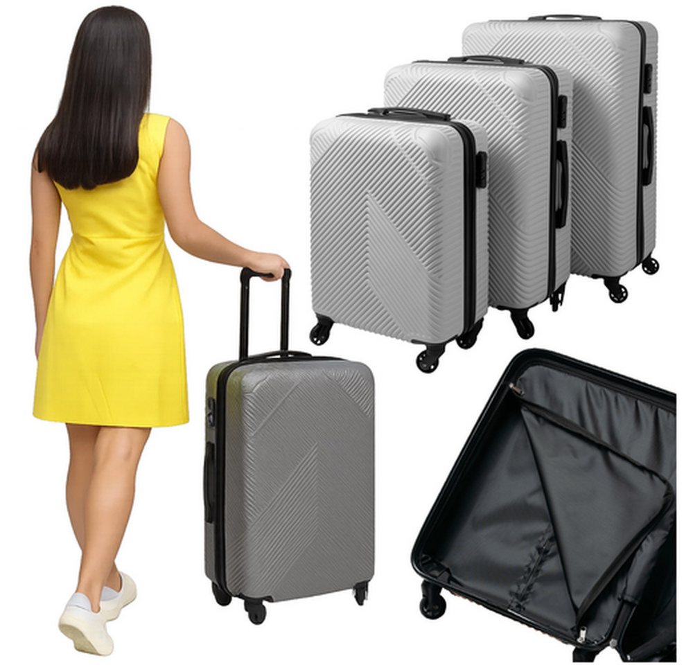 Trizand Kofferset 3-in-1-Kofferset Reisekoffer, 4 Rollen, (Spar-Set, 3 tlg., Trolley), Höhenverstellbarer Teleskopgriff und zwei zusätzliche Tragegriffe von Trizand