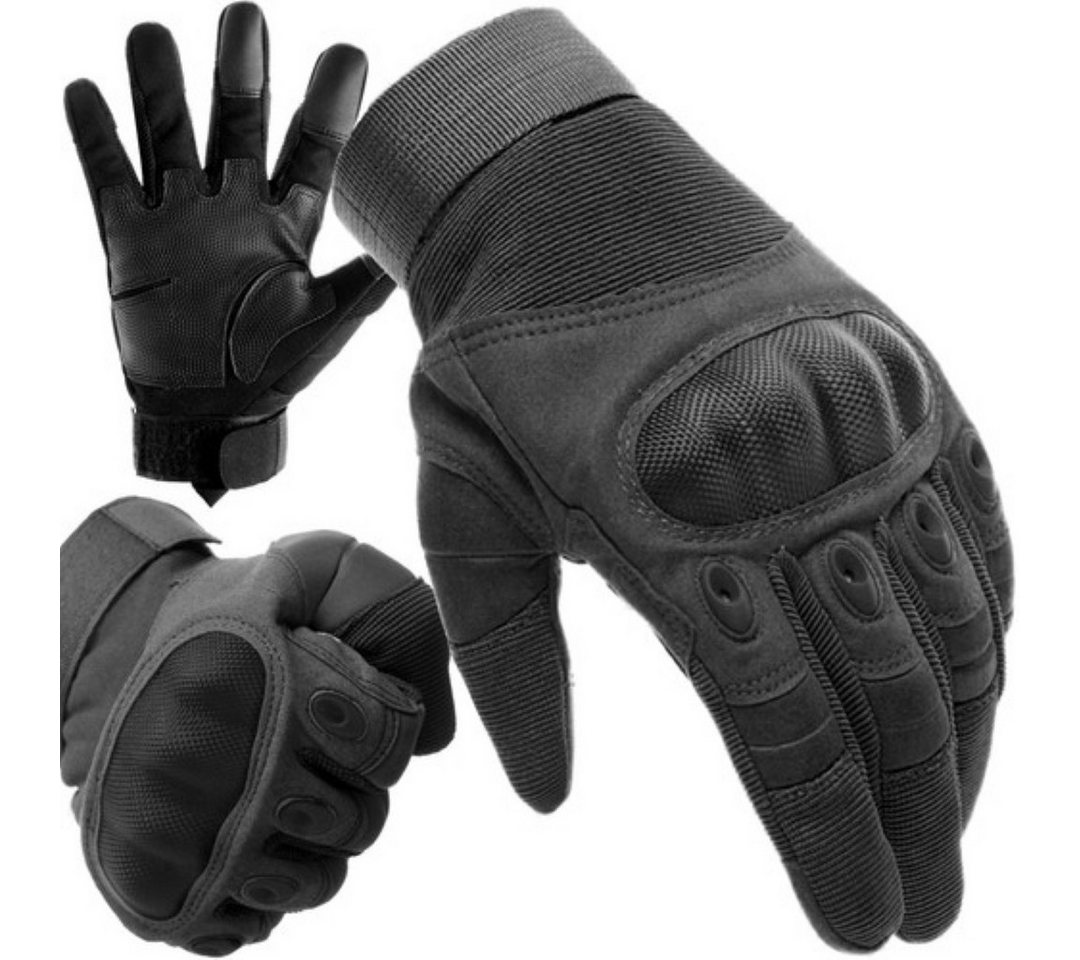 Trizand Multisporthandschuhe Taktische Sporthandschuhe Outdoor Handschuhe Survival Camping (1 Paar Taktische Handschuhe für vielseitige Anwendung, 2-St., Handschuhe XL/L, Schwarz/Khaki, stylisch und funktional) Touchscreen-kompatibel, verstellbar, rutschfest, modisches Design von Trizand