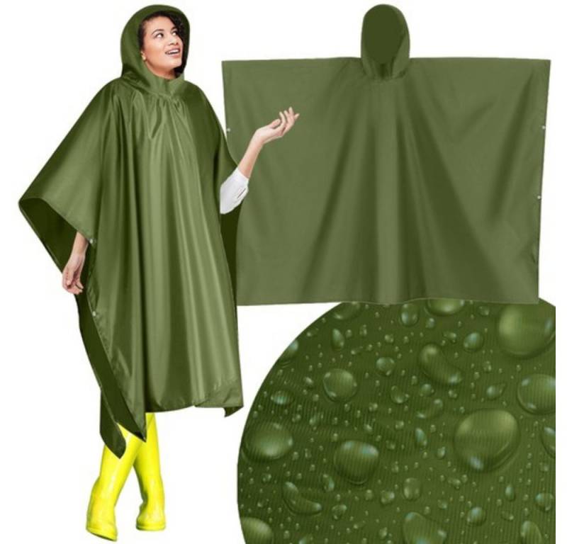 Trizand Regenponcho Regenjacke Überzieher (Spar-Set, 1-St., praktisch universal) mit Kapuze, vier haltbaren Harzknöpfen ausgestattet von Trizand