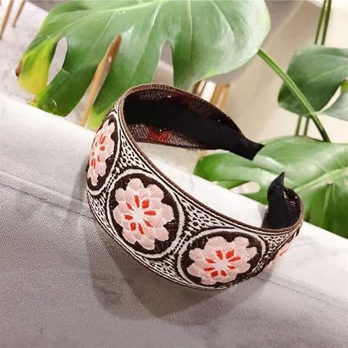 Dicke Stirnbänder for Frauen Stickerei Blumen Stirnbänder for Frauen Korea Stirnband National Style Haarschmuck Buntes Haarband Kopfwickel Haarband Haarschmuck for Damen und Mädchen (Color : F, Size von Trjgtas