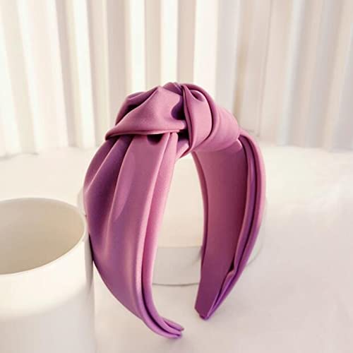 Dickes Stirnband for Frauen Frauen Stirnband Erwachsene breite Seite einfarbiges Haarband Mittelknoten Turban lässiger Haarschmuck Großhandel Haarschmuck for Damen und Mädchen (Color : Purple Hairban von Trjgtas