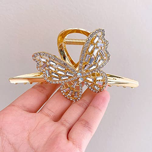 Haarnadel Butterfly Hair Claw Clip, Butterfly Claw Hair Clips for Damen Mädchen Small Butterfly Jaw Clips for Mädchen Frauen Pferdeschwanzhalter Haarspange (Size : Khaki) von Trjgtas