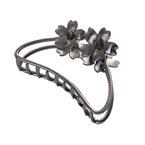 Haarnadel-Metall-Haarspangen for Frauen, große Haarklammern, starke Kieferklammern for dickes und dünnes Haar, Blumen-Haarspangen, Haarschmuck (Color : Nero) von Trjgtas