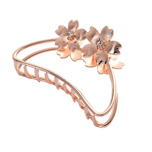 Haarnadel-Metall-Haarspangen for Frauen, große Haarklammern, starke Kieferklammern for dickes und dünnes Haar, Blumen-Haarspangen, Haarschmuck (Color : Rose Gold) von Trjgtas