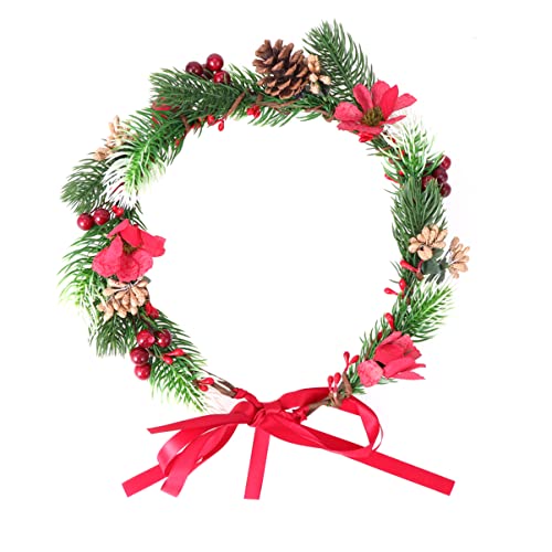 Stirnband Jahr D Beeren Blattdekor Babys Kranz Zubehör Kopfschmuck Weihnachten Mädchen Hochzeit for Fotografie Stechpalme Pointias Blumen Beere Frisur Tannenzapfen Rot Stirnbänder Kopf (Color : As Sh von Trjgtas