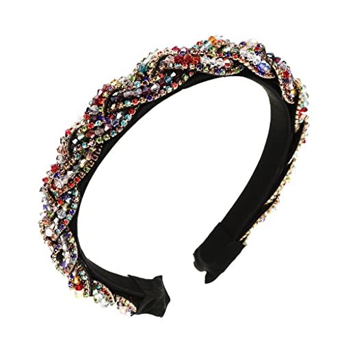 Strass Braid Stirnband Frauen Haarband Volltonfarbe Multi-Layer Rotating Braid Stirnband Mädchen Turbaccessories von Trjgtas