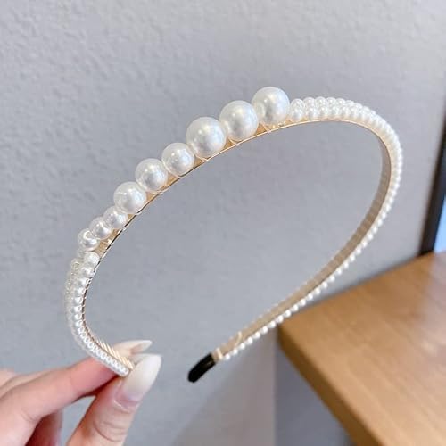 dicke Stirnbänder for Frauen Dreiteilige Mode Damen Blondes Stirnband Haarschmuck Designer Hoop Schleife Hochzeit Perle Stirnband Metall Braut Stirnband Band Clip Haarschmuck für (Color : P, Size : von Trjgtas