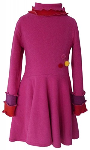 Trocadero Winter Kleid Mädchen Langarm in Pink mit Pompons handgemacht Gr.116 von Trocadero - Mode für Kinder