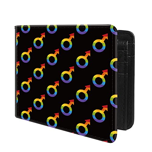 Trofung (Lgbt Gay Pride-1 Fronttasche Slim Bifold Leder Geldbörse RFID Blocking mit ID-Fenster für Herren von Trofung