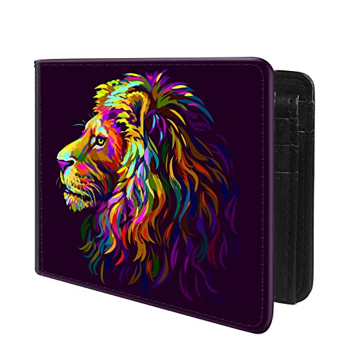 Trofung (Rasta Lion-2 Vordertasche Slim Bifold Leather Wallet RFID Blocking with ID Window for Men, Schwarz, Medium von Trofung
