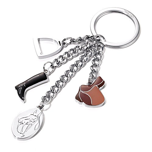 TROIKA Schlüsselanhänger PFERDEGLÜCK - KR13-17/CH - glänzend verchromt - Schlüsselring mit 4 Anhängern: Steigbügel, Reitstiefel, Sattel und Plakette mit Pferd - das Original von TROIKA TROIKA Schlüsselanhänger PFERDEGLÜCK - KR13-17/CH - glänzend verchromt - Schlüsselring mit 4 Anhängern: Steigbügel, Reitstiefel, Sattel und Plakette mit Pferd - das Original von TROIKA von TROIKA