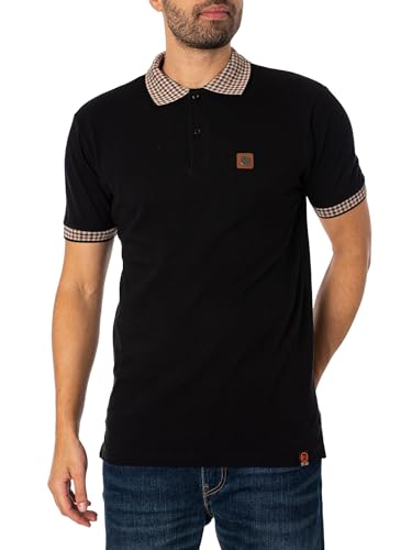 Trojan Gingham Check Trim Pique Polo TR/8865 4XL Black von Trojan