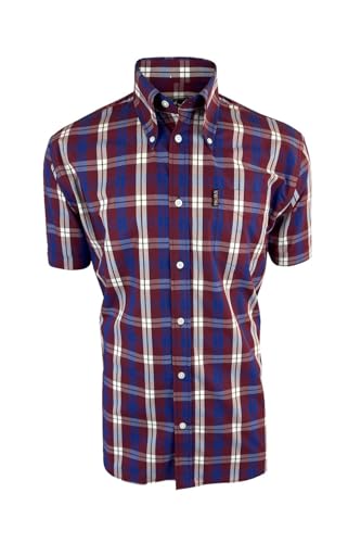 Trojan Windowpane Kariertes S/S B/D Hemd mit gratis passendem Einstecktuch TC/1034, Port, 4XL von Trojan