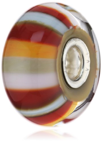 Trollbeads Damen-Bead Erdbeer Streifen Glas 925 Sterling Silber TGLBE-10153 von Trollbeads