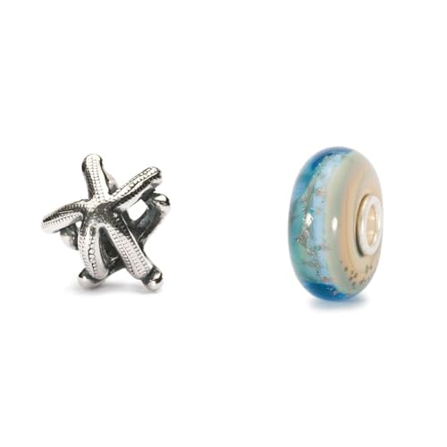 Trollbeads Damen-Bead Seestern 925 Sterling Silber TAGBE-20041 & Damen Strand TGLBE-10094 von Trollbeads