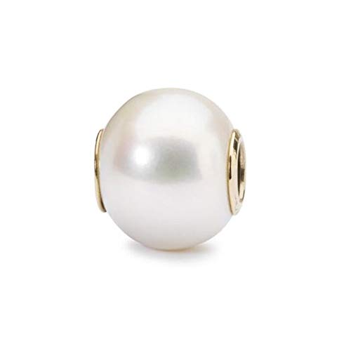 Trollbeads Damen-Bead White Pearl With Gold 750 Gelbgold - TAGBE-00086 von Trollbeads
