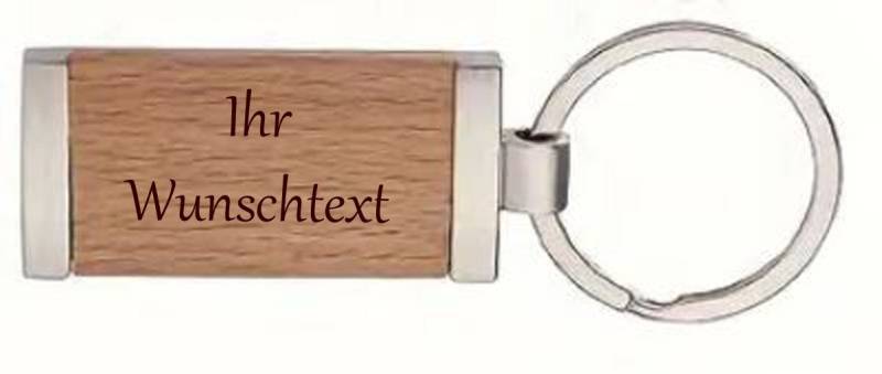 Trollingshop Schlüsselanhänger mit Gravur Holz-Schlüsselanhänger in Metallfassung, inkl. persönlicher Gravur (1-tlg), mit Ihrer persönlichen Wunschgravur (Name, Text) von Trollingshop