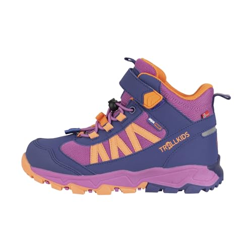 Kinder Tronfjell halbhoher Wanderschuh Low, Violettblau/Malvenpink/Papayaorange, Größe 38 von Trollkids