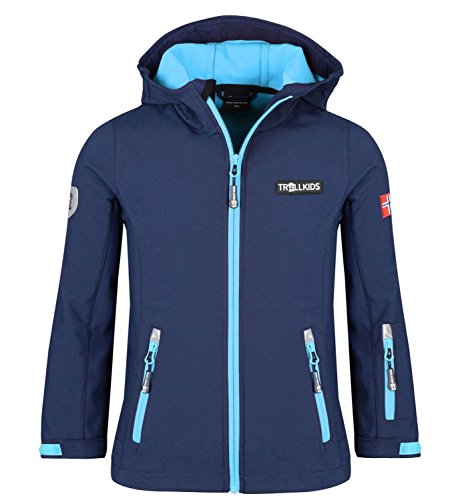 TROLLKIDS Softshelljacke Oslofjord Marine/hellblau 8 Jahre (128 cm) von Trollkids