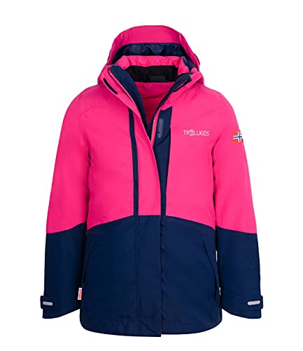 Trollkids 3in1 Mädchen Jacke Skanden, Marineblau/Magenta, Größe 140 von Trollkids