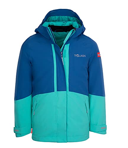 Trollkids 3in1 Mädchen Jacke Skanden, Mitternachtsblau/Dunkleminze, Größe 104 von Trollkids