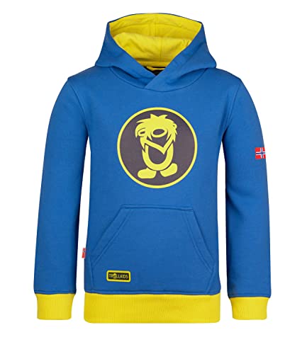 Trollkids Baumwoll Hoodie Pullover mit Kapuze, Leuchtendes Blau/Trübes Gelb, Größe 176 von Trollkids