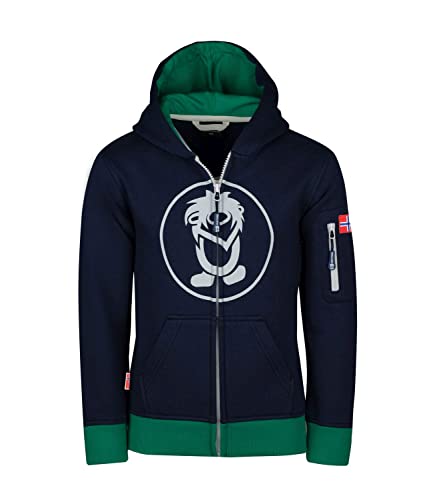 Trollkids Baumwoll Hoodie Pullover mit Kapuze, Marineblau/Pfeffergrün, Größe 104 von Trollkids