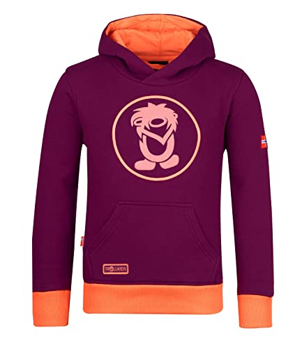 Trollkids Baumwoll Hoodie Pullover mit Kapuze, Maulbeere/Pfirsich, Größe 164 von Trollkids