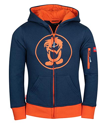 Trollkids Baumwoll Hoodie Pullover mit Kapuze, Mystik Blau/Orange, Größe 104 von Trollkids