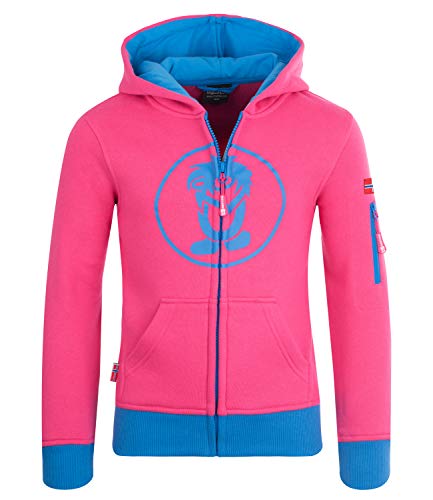 Trollkids Baumwoll Hoodie Pullover mit Kapuze Sortland, Himbeere/Blau, Größe 152 von Trollkids