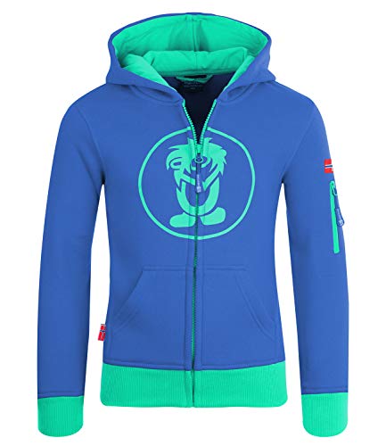 Trollkids Baumwoll Hoodie Pullover mit Kapuze Sortland, Mitternachtsblau/Minze dunkel, Größe 116 von Trollkids