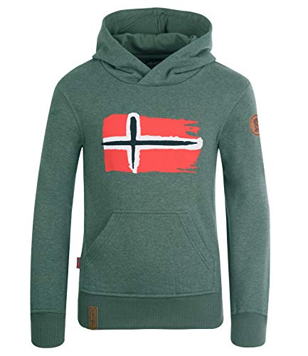 Trollkids Baumwoll Hoodie Pullover mit Kapuze Trondheim, Khakigrün, Größe 110 von Trollkids