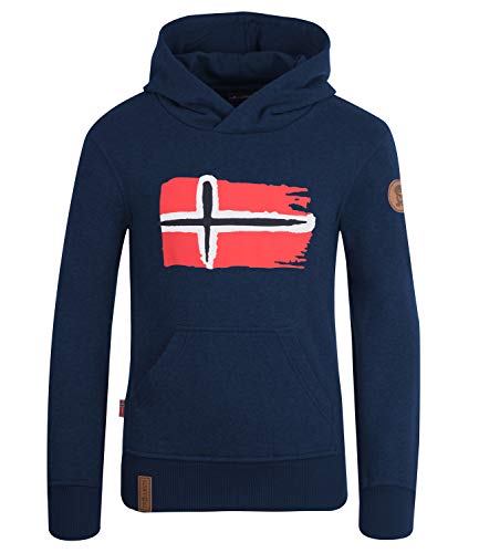 Trollkids Baumwoll Hoodie Pullover mit Kapuze Trondheim, Marineblau/Orange, Größe 104 von Trollkids