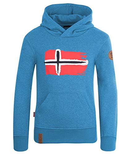 Trollkids Baumwoll Hoodie Pullover mit Kapuze Trondheim, Mittelblau, Größe 110 von Trollkids