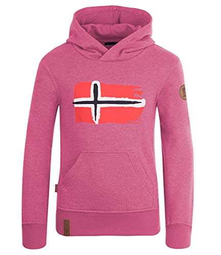 Trollkids Baumwoll Hoodie Pullover mit Kapuze Trondheim, Rosa, Größe 110 von Trollkids