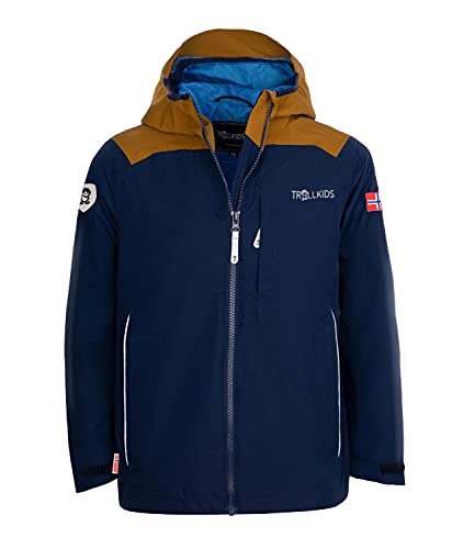 Trollkids Bergen Regenjacke, Bronze/Marineblau, Größe 110 von Trollkids