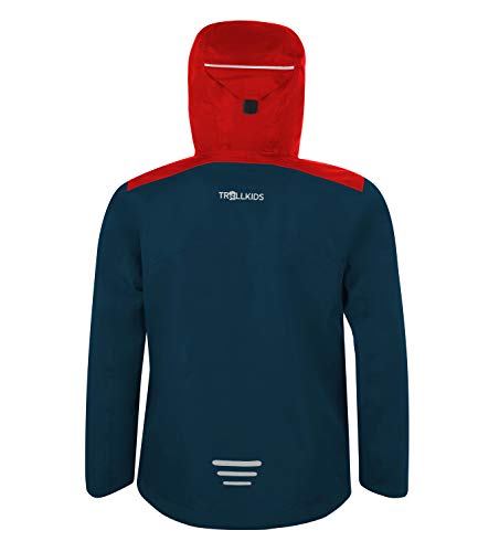 Trollkids Bergen Regenjacke, Hellrot/Blau, Größe 128 von Trollkids