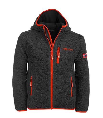 Trollkids Fleece Jacke Mandal, Anthrazit/Orange, Größe 152 von Trollkids