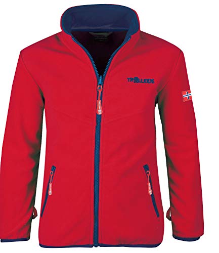 Trollkids Fleece Jacke Oppdal XT, Hellrot/Blau, Größe 152 von Trollkids