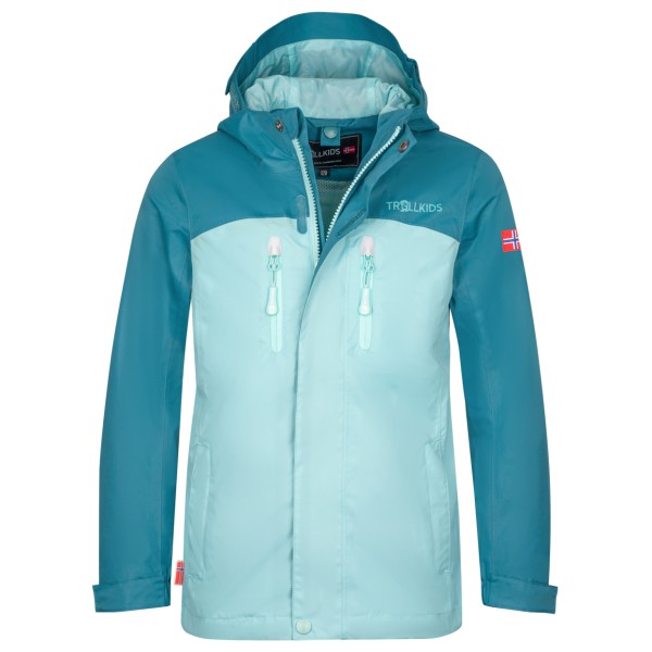 Trollkids - Girl's Nusfjord Jacket - Regenjacke Gr 92 türkis/blau von Trollkids