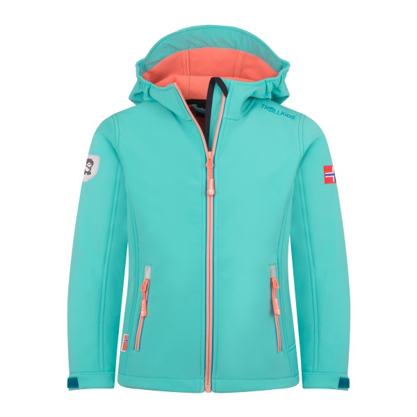 Trollkids - Girl's Trollfjord Jacket - Softshelljacke Gr 110 türkis von Trollkids