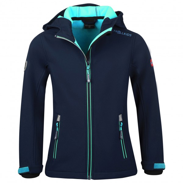 Trollkids - Girl's Trollfjord Jacket - Softshelljacke Gr 128 blau von Trollkids